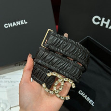 CHANEL 샤넬 CC로고 셔링 레더 벨트 (해외최상급)