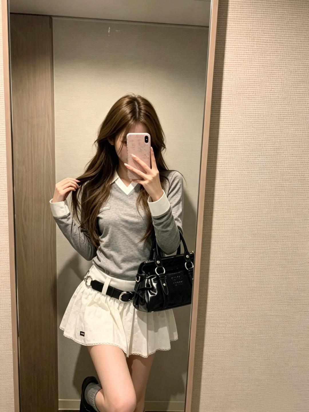 미우미우 26 초가을 로고 자수 긴팔 티