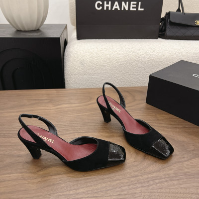 샤넬 26B 청키힐 슬링백 6.5cm