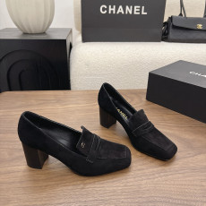 샤넬 26B 스퀘어 토 청키힐 슈즈 6.5cm
