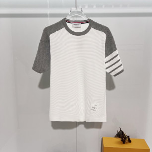 톰브라운 배색 니트 반팔티