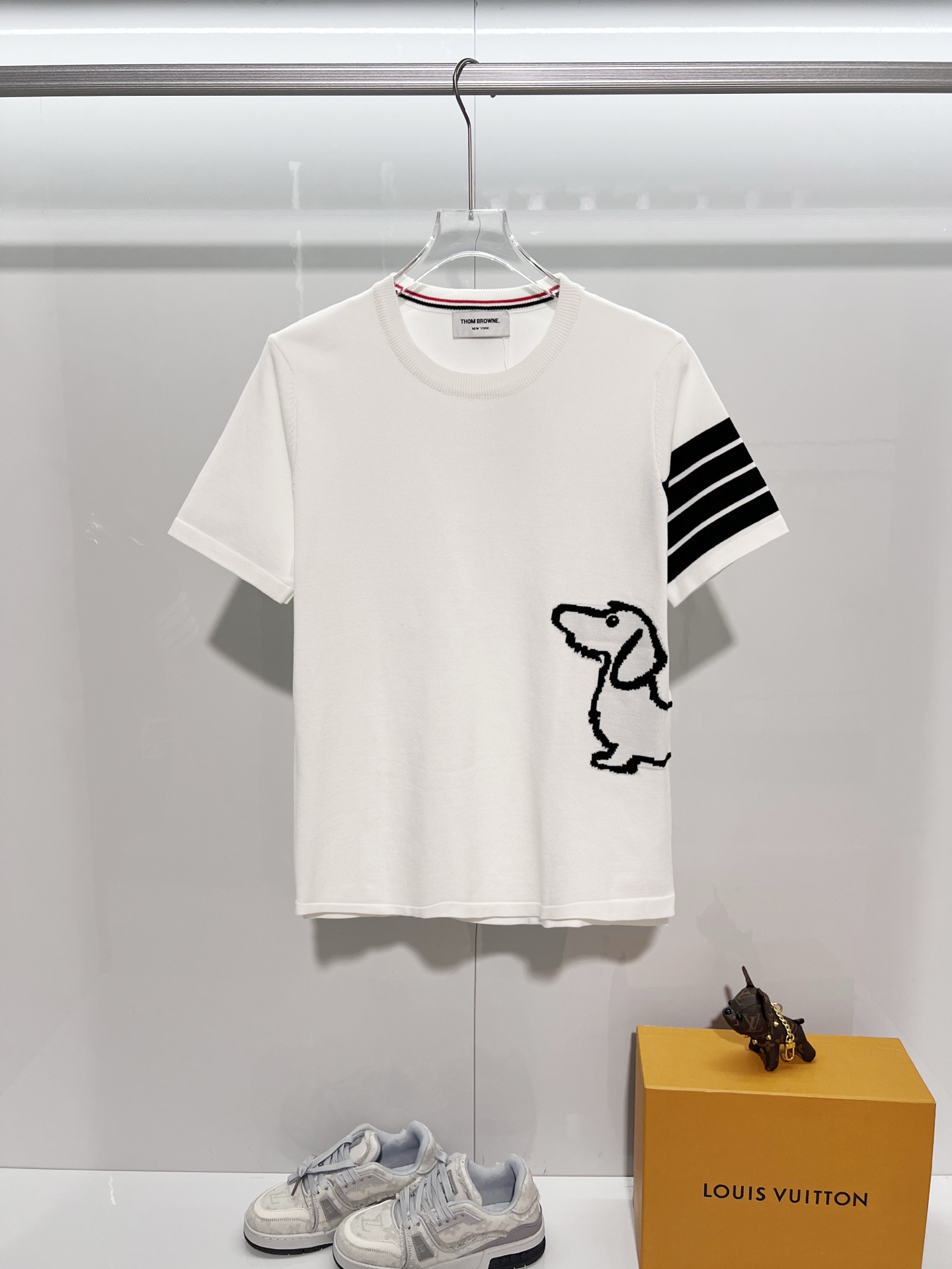톰브라운 배색 니트 반팔티