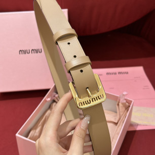 [해외최상급]미우미우 레터링 램스킨 벨트-3CM
