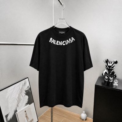 발렌시아가 플로킹 프린트 반팔티