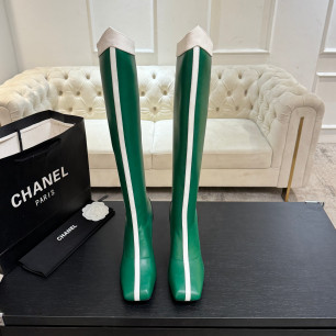 샤넬 배색 힐 하이부츠 8.5cm