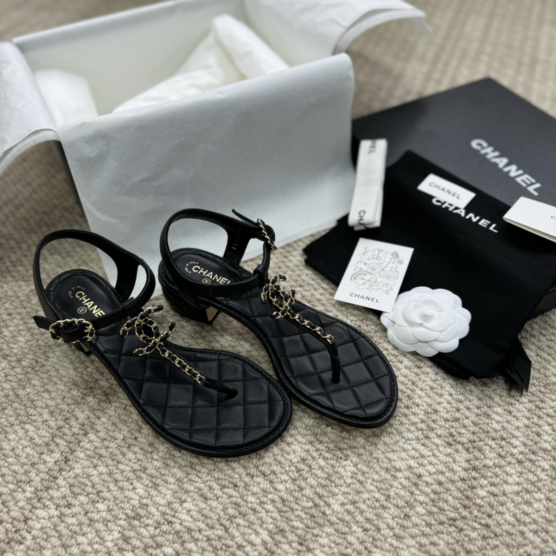 최상급 Chanel CC로고 골드 체인 샌들