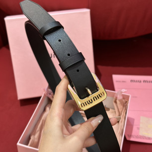 [해외최상급]미우미우 레터링 램스킨 벨트-3CM