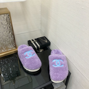 샤넬 24ss 통굽 양털 뮬